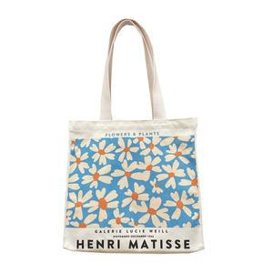 Daisy Flower Painting Handbag, Beach Canvas Handbag, Large-capacity Eco-friendly Shopping Single-shoulder <b>Backpack</b> - Product Image 1