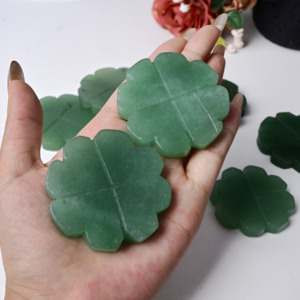 Décorations en cristal en forme de feuille de jade vert sculptées à la main, décoration écologique pour la maison, sculpture en relief sur le thème des fleurs - Product Image 1