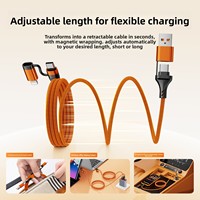 Câble de charge rapide magnétique USB-A 240W quatre-en-un avec connecteurs Micro USB/Type-C, gaine tressée en filet, pur