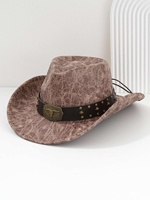 Chapeau de cowboy en feutre marron avec ceinture cloutée, style Longhorn, pour fêtes western et rodeo, pour adultes, vente en gros