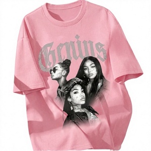 Camiseta Gráfica Oversize Unisex con Logo Personalizado OEM, Estampado Rosa Genius, Cuello Redondo, Ajuste Holgado, Estilo Urbano, Poliéster - Product Image 1