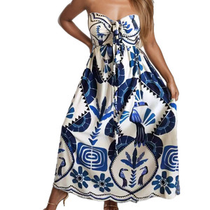 Offre Spéciale Sexy femmes licou robe dames décontracté vacances été hors épaule Boho imprimé fleuri <span class=keywords><strong>Maxi</strong></span> longues robes pour les femmes - Product Image 3