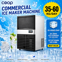 Machine à glaçons cubiques professionnelle de comptoir 60kg/24h, haute productivité, 220V, en acier inoxydable, facile à utiliser, pour petits cafés
