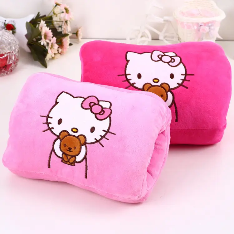 New Arrivals Winter Warm rechargeable electric Hot Water Bottle With Kitty Plush faux fur Anti-Explosion Soft Plus Plush Heating