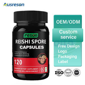 Cápsulas de Pó de Esporos de Ganoderma Lucidum Ausreson OEM, Suplemento de Extrato Herbal, Cápsulas de Extrato de Cogumelo <span class=keywords><strong>Reishi</strong></span> Seco - Product Image 2
