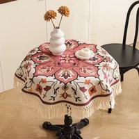 Nappe en coton et lin esthétique, motif minimaliste à pompons, lavable, pièce d'art textile pour banquets, avec motif floral
