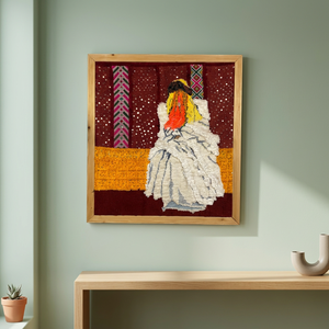 Tapiz de Lana Ligero Hecho a Mano, Forma Rectangular, Tema de Amor, Retrato de Mujer Bereber, Arte Decorativo para el Hogar, Regreso a Clases - Product Image 3