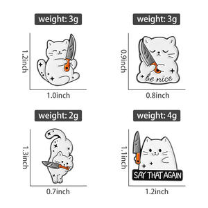 Pin esmaltado de gato con cuchillo de dibujos animados, broches de animales divertidos, insignia de solapa de Metal, regalo de joyería para amantes de las mascotas, amigos - Product Image 6
