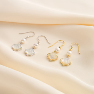 Pendientes Hipoalergénicos de Plata de Ley 925, Pendientes Colgantes con Perlas de Agua Dulce y MOP, Chapados en Oro de 14K y Rodio <span class=keywords><strong>para</strong></span> Mujer, Regalo - Product Image 4