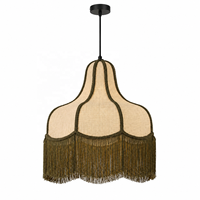 Lustre à franges personnalisé avec abat-jour en tissu imprimé botanique en forme de sablier E27 OEM ODM pour salle à manger privée, boutique, restaurant