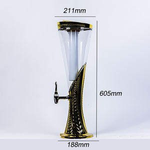 Bar Contenedor de cerveza Dispensador Acero inoxidable Doble grifo Desmontable Tubo de hielo transparente 3L Torre de cerveza - Product Image 6