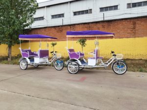 Catégorie Produit 3 roues violet Pedicab Rickshaw Tuk Tuk Taxi Nouveau design Open Body Pedal Bike pour passagers Tricycles - Product Image 5
