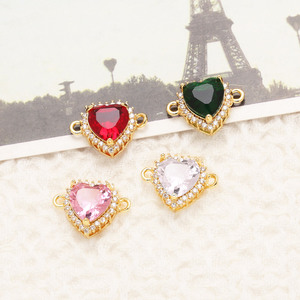 Multicolor Crystal Heart Charm for Bracelet Necklace Copper DIY Keychain Purse Charm <strong>Jewelry</strong> Making <strong>Supplies</strong> chma522 - Product Image 2