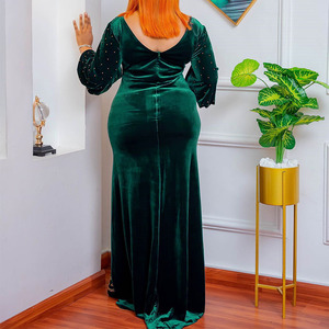 Robes <span class=keywords><strong>de</strong></span> Soirée en Velours Style <span class=keywords><strong>Africain</strong></span> pour Femmes, Robe Longue <span class=keywords><strong>de</strong></span> Luxe à Diamants, Tenues <span class=keywords><strong>de</strong></span> Cérémonie pour Mariages et Fêtes en Turquie - Product Image 4