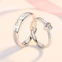 Bague de couple en forme de cœur de style simple BS, fournisseur d'usine, nouvelle marque, zircone cubique artisanale, bague de couple amour infini pour cadeau