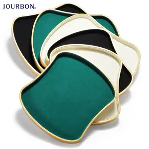 Jourbon Custom logo Cheap Solid wood painting Jewelry Jewellery velvet storage stackable Display Tray For Ring Necklace