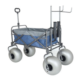 Chariot de pêche de plage avec roues à ballon de 13 pouces, poignée réglable, robuste, pliable, pour usage extérieur, chariot de camping - Product Image 1