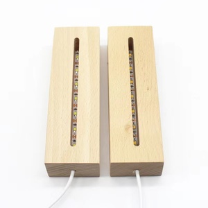 Vente chaude USB batterie alimentation LED Base blanc chaud changement de couleur acrylique 3D Illusion Base de veilleuse en bois - Product Image 5