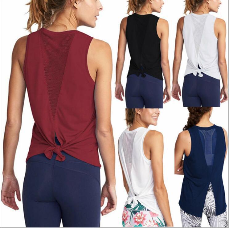 Singlet Fashion Back Detail Yoga Tank Top Round Collar Athletic Running Yoga Top