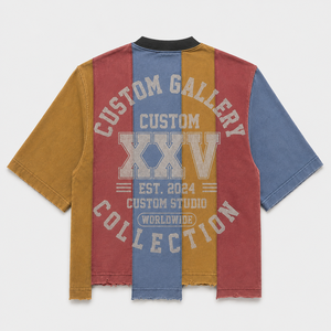T-shirt Homme Vintage Délavé Coupe Oversize Courte avec Graphisme Personnalisé, Ourlet Effiloché, Bord Brut, Coupe Boxy, Style Streetwear, Étiquette Personnalisée - Product Image 2