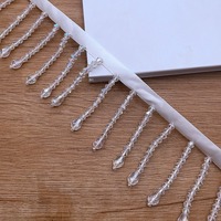 Vente en gros 5.5 Rideau Gland Frange Fait à la main Verre Gland Dentelle Cristal Strass Perlé Frange Garniture pour Robe