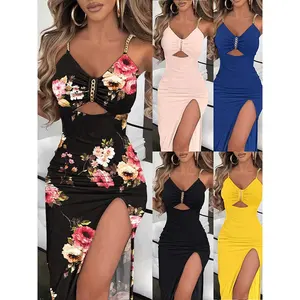 2024 Summer new design Casual cutout V-neck party Beach High quality sexy dresses women night