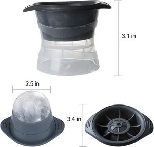Eco-Friendly Portable Custom Logo Flexible Silicone Round Clear Ice Cube Sphere Mold with Lid for Ice Ball <b>Maker</b> - Product Image 1