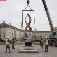 Sculpture abstraite torsadée en acier inoxydable poli miroir YOUFINE pour la décoration de parcs publics modernes et de places extérieures