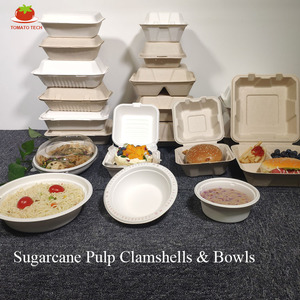 Pfas miễn phí phân hủy sinh học Takeaway 500ml thực phẩm container 6x6 inch compostable mía Burger hộp - Product Image 4