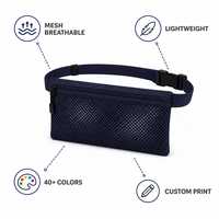 Sac banane en maille personnalisé avec logo sur mesure, vente en gros, sac de ceinture en polyester, fabricant OEM, étanche