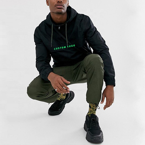 Custom Overhead <strong>Half</strong> <strong>Zip</strong> Waterproof Polyester Windbreaker Black Streetwear Track <strong>Jacket</strong> for <strong>Men</strong> - Product Image 2