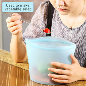 Bolsa de almacenamiento de alimentos reutilizable de silicona 100%, a prueba de fugas, Apto para lavavajillas, contenedor de congelador no tóxico ecológico para cocinar, juego de 1 - Product Image 6