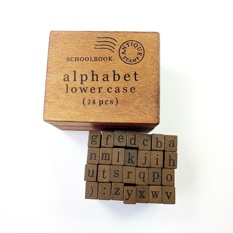 Becho 70-teiliges Alphabet Stempel Set - Buchstaben, Zahlen & Symbole In Vintage Holzbox