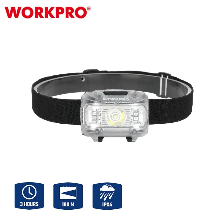 WORKPRO 3AAA 배터리 LED 헤드 램프 방수 작업등 휴대용 헤드 라이트