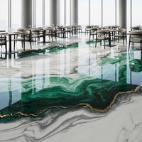 Peinture pour sols effet marbre 3D en époxy |   Revêtement époxy métallique auto-nivelant pour salon et salle d'exposition