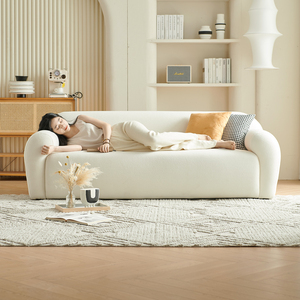 Set Divano Doppio Stile Crema per Piccoli Appartamenti, per Camera da Letto Femminile, Salone di Bellezza o Negozio di Abbigliamento - Lamb - Product Image 5