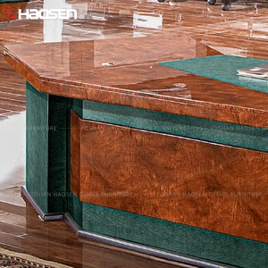 Scrivania Classica 6835 in MDF per Ufficio Direzionale, Grande Tavolo 3,4m con Seduta in Pelle Verde, Set Scrivania e Sedia Executive - Product Image 4