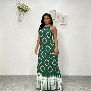 Nuovo Abito Casual Primaverile 2026 Stile Europeo <span class=keywords><strong>e</strong></span> Americano, Gonna Lunga Larga Stampata con Colletto <span class=keywords><strong>e</strong></span> Schiena Scoperta per Donne Africane Taglie Forti in Poliestere - Product Image 5
