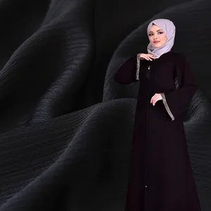 Nada Fabric High Quality Hand Feeling Muslim Female Dress 100% Polyester Jet Black Nida Crepe Fabric For Abaya