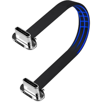 Câble USB C vers USB C court, transfert de données haute vitesse PD à angle plat de type C double à 90 degrés, 2.95 pouces/7.5cm/15cm noir