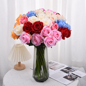 <b>Artificial</b> Rose Single <b>Stem</b> Curved High Simulation Valentine'S Day Home Wedding Decoration White Champagne Blue Yellow Purple - Product Image 2