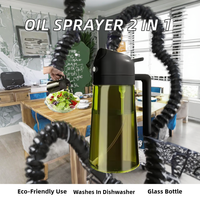 Pulvérisateur d'huile d'olive en verre réutilisable 2-en-1 et flacon distributeur avec verseur pour la cuisine
