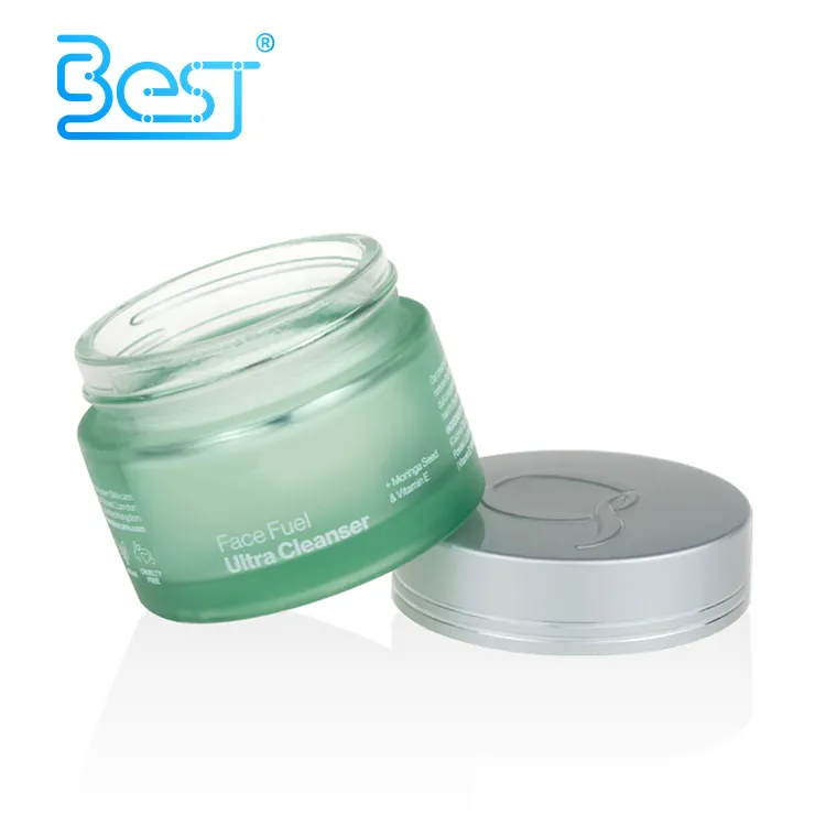 En gros 2 oz 30g 50g 200g couleur corps visage crème pot en verre pot cosmétique avec couvercle en métal argenté