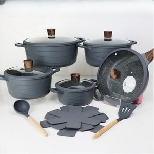 Juego de utensilios de cocina de aluminio antiadherente de 15 piezas al por mayor, <span class=keywords><strong>sartenes</strong></span> de cocina con diseño ondulado de China - Product Image 1