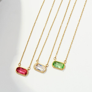 สร้อยคอหินธรรมชาติ KS 12 ราศี สร้อยคอสแตนเลสสตีลหรูหรา จี้คริสตัล - Product Image 4