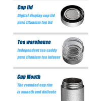 Thermos en titane pur 420+80ml avec affichage LED de la température, séparation du thé, finition cristalline 2-en-1, isolation thermique 12-24h, cadeau d'affaires
