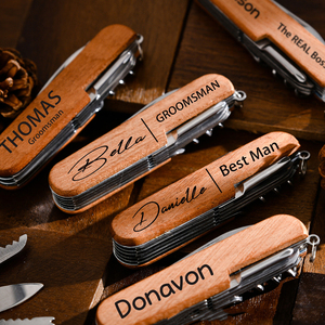 Outil multifonctionnel en bois avec LOGO personnalisé Ouvre-bouteille Couteau pliant en acier inoxydable style <span class=keywords><strong>suisse</strong></span> pour cuisine d'extérieur - Product Image 3