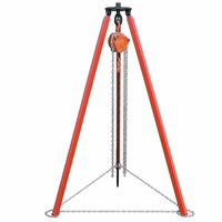 Trépied de sauvetage télescopique en acier de 3 m, 1000 kg, avec élingue à chaîne, palan de levage, pieds extensibles et rotation à 360°