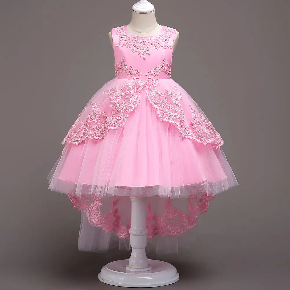 Vestido de fiesta de cumpleaños de niña, bordado de encaje, vestido de boda de flores, vestidos formales para niñas y adolescentes, ropa de 6, 14 años