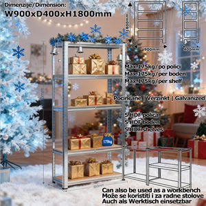 Estantería de Almacenamiento de Servicio Pesado de 5 Niveles Ajustables, Capacidad de Carga de 875 kg, Estructura de Acero con Recubrimiento en Polvo Sin Pernos, Color Plateado - Product Image 2